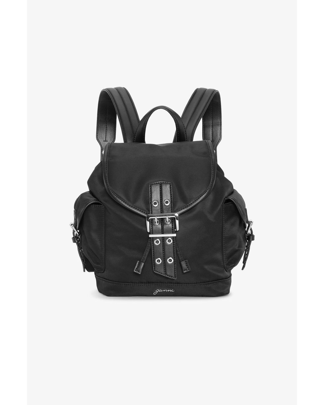 Ganni Black Small Bucky Nylon Backpack