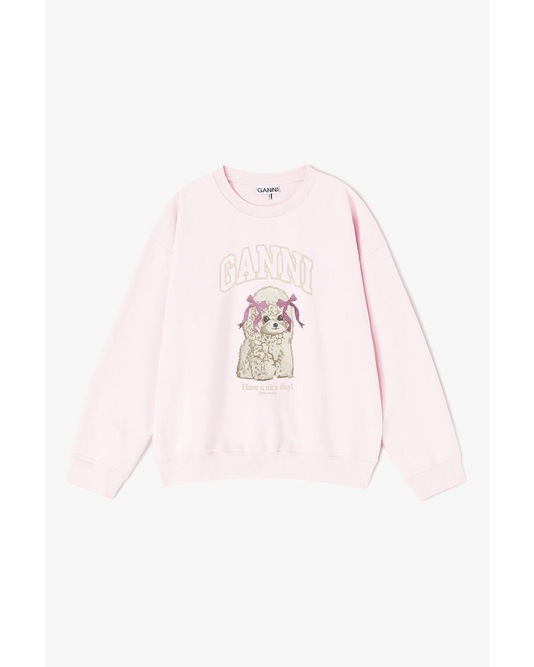 Ganni White Sweatshirt With Poodle