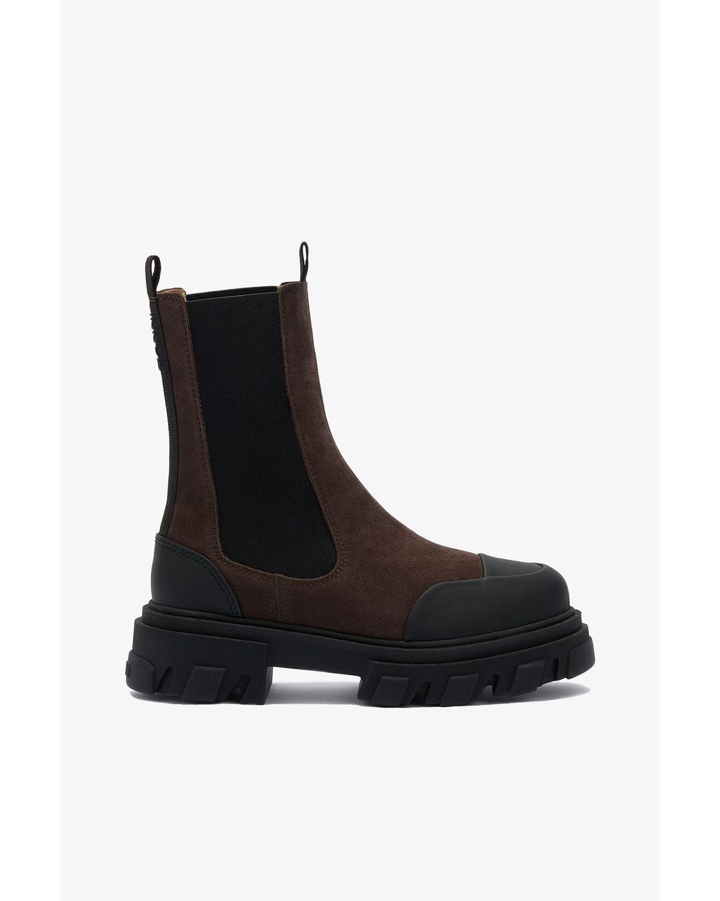 Ganni Black Cleated Mid Chelsea Boots In