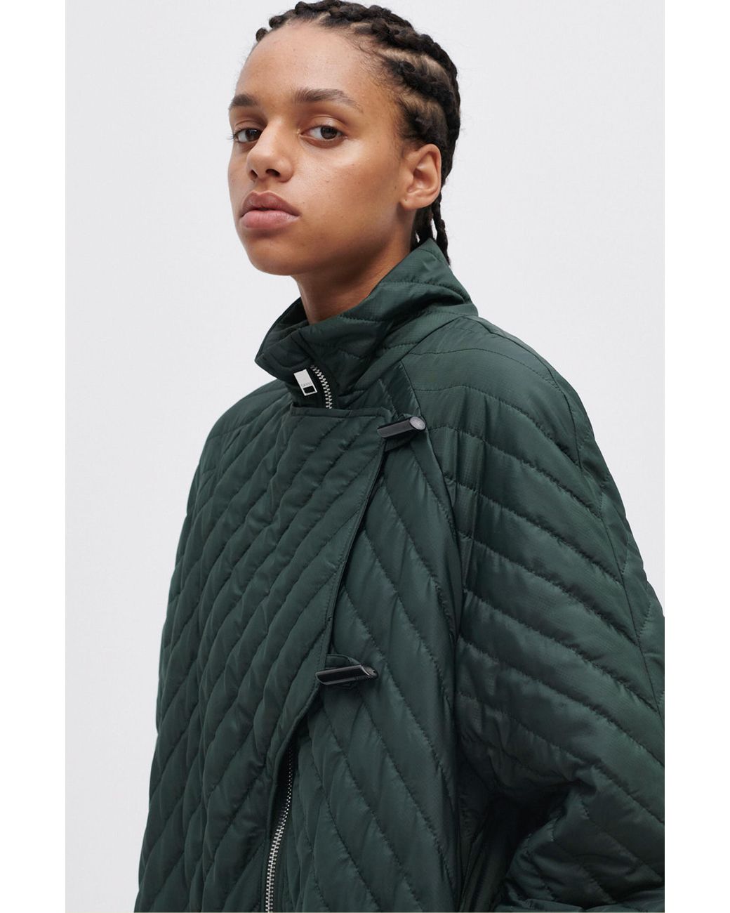 Ganni Recycled Ripstop Quilt Coat Dark Green Size 34 | Lyst UK