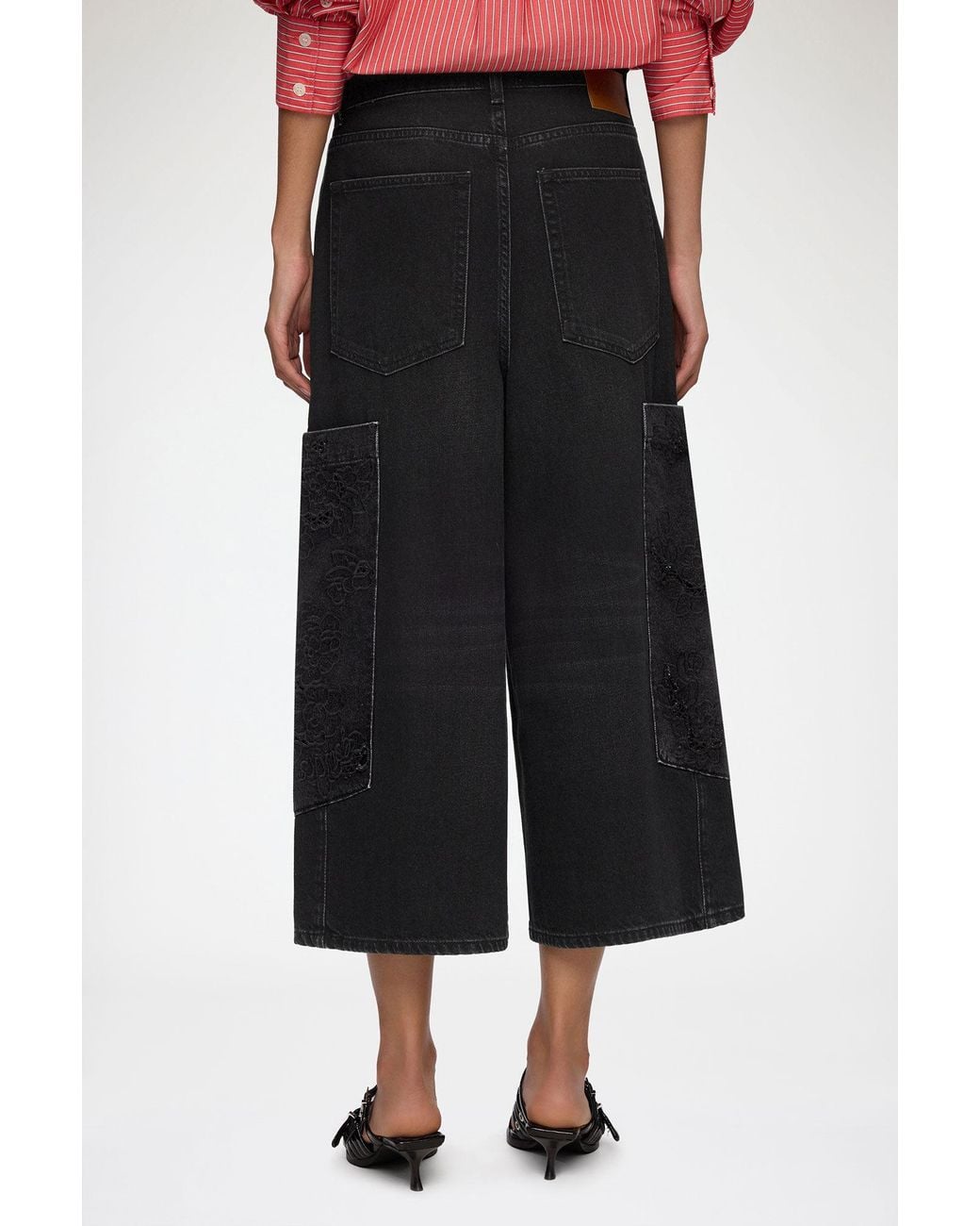 Ganni Red Cropped Cargo Jeans