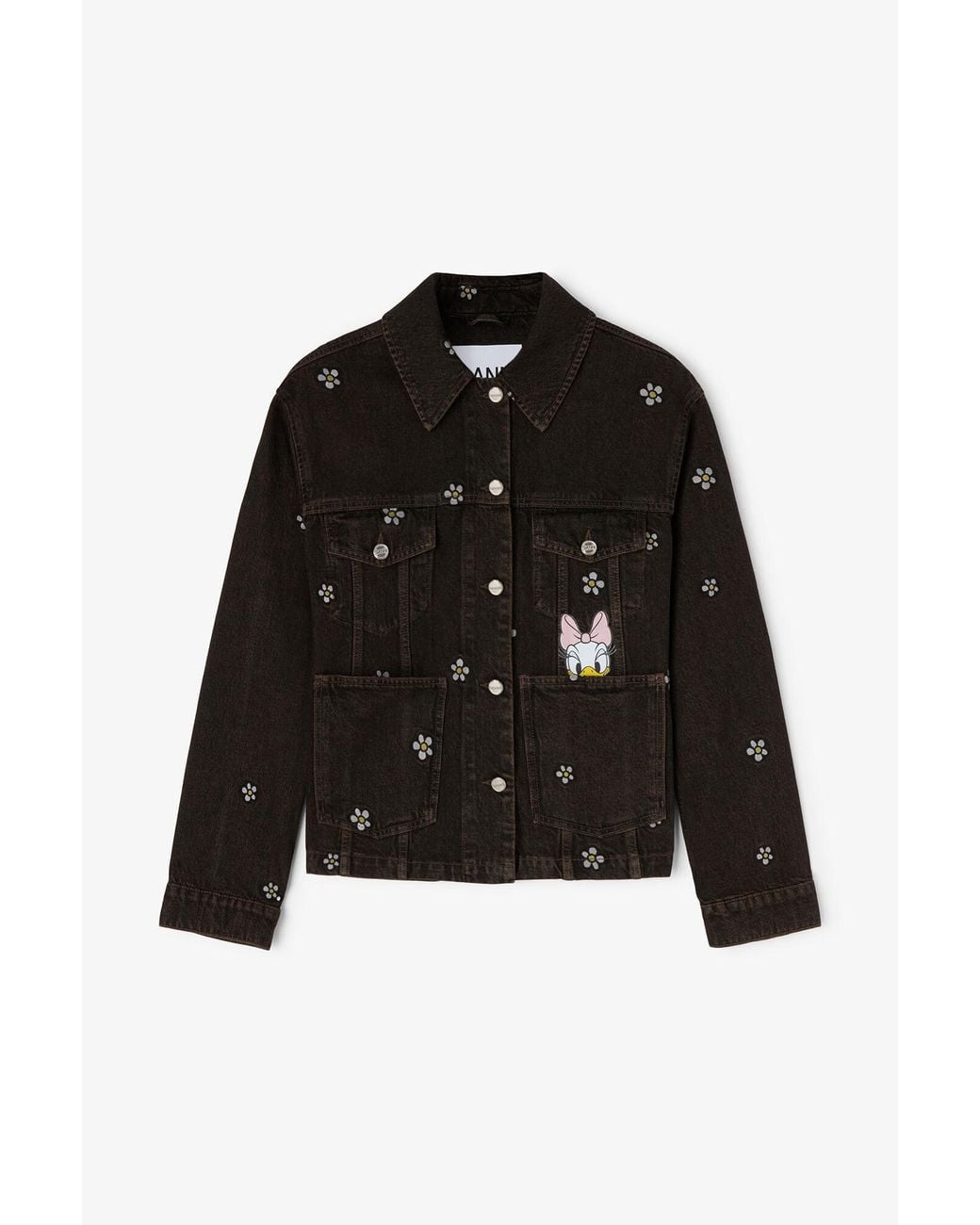 Ganni Black Daisy Duck Denim Oversized Jacket