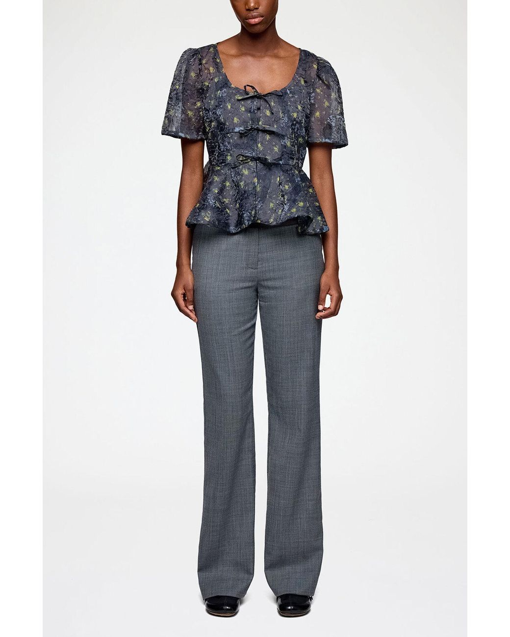 Ganni Blue Peplum Blouse