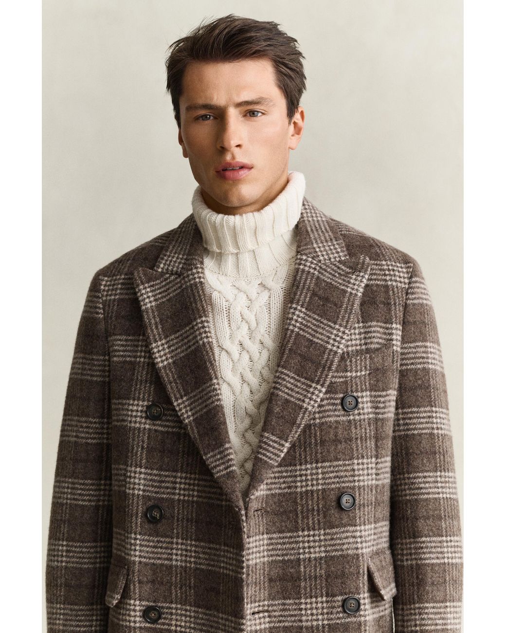 Gant Brown Double Breasted Wool Coat for men