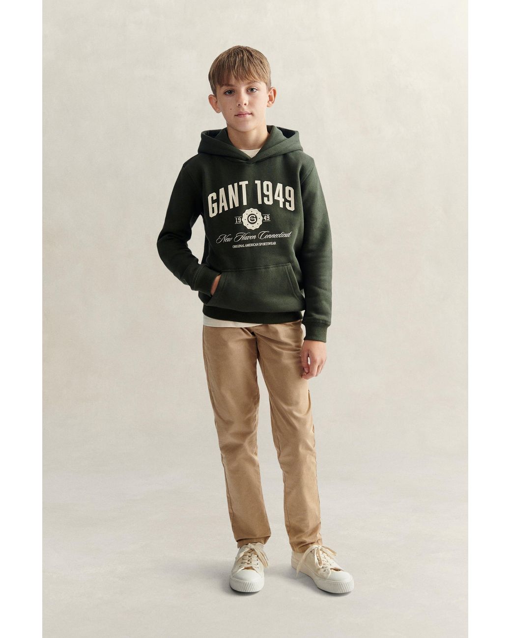 Gant Black Teens Teen Boys Collegiate Hoodie Dark Moss for men