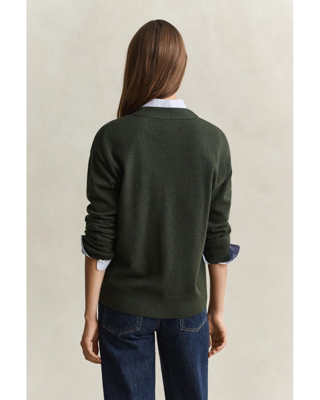 Gant Green Superfine Lambswool Cardigan