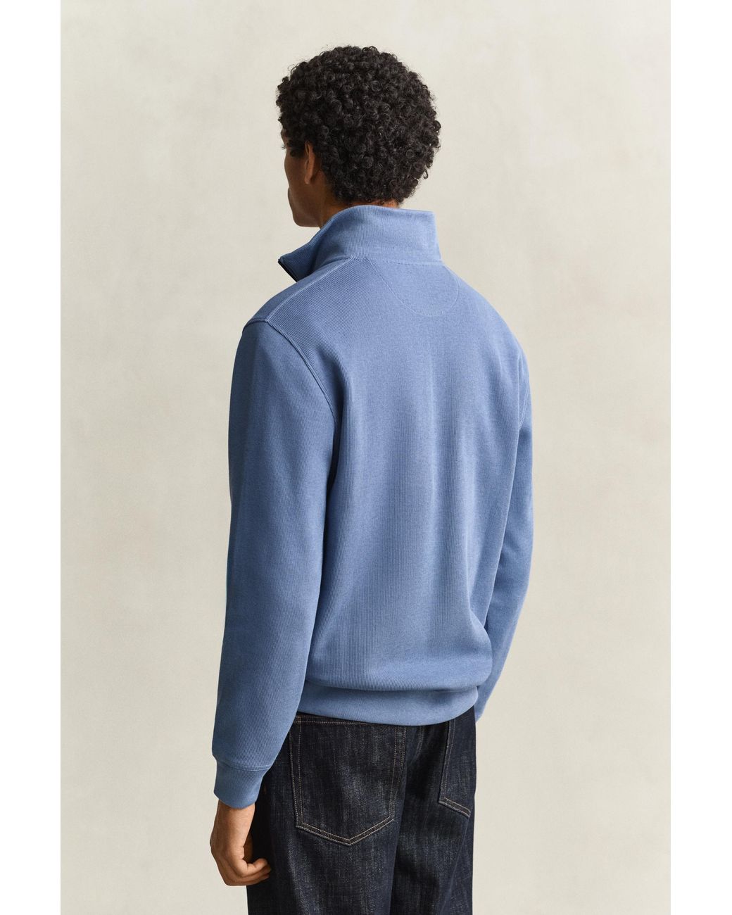 Gant Blue Sacker Rib Half-Zip Sweatshirt for men