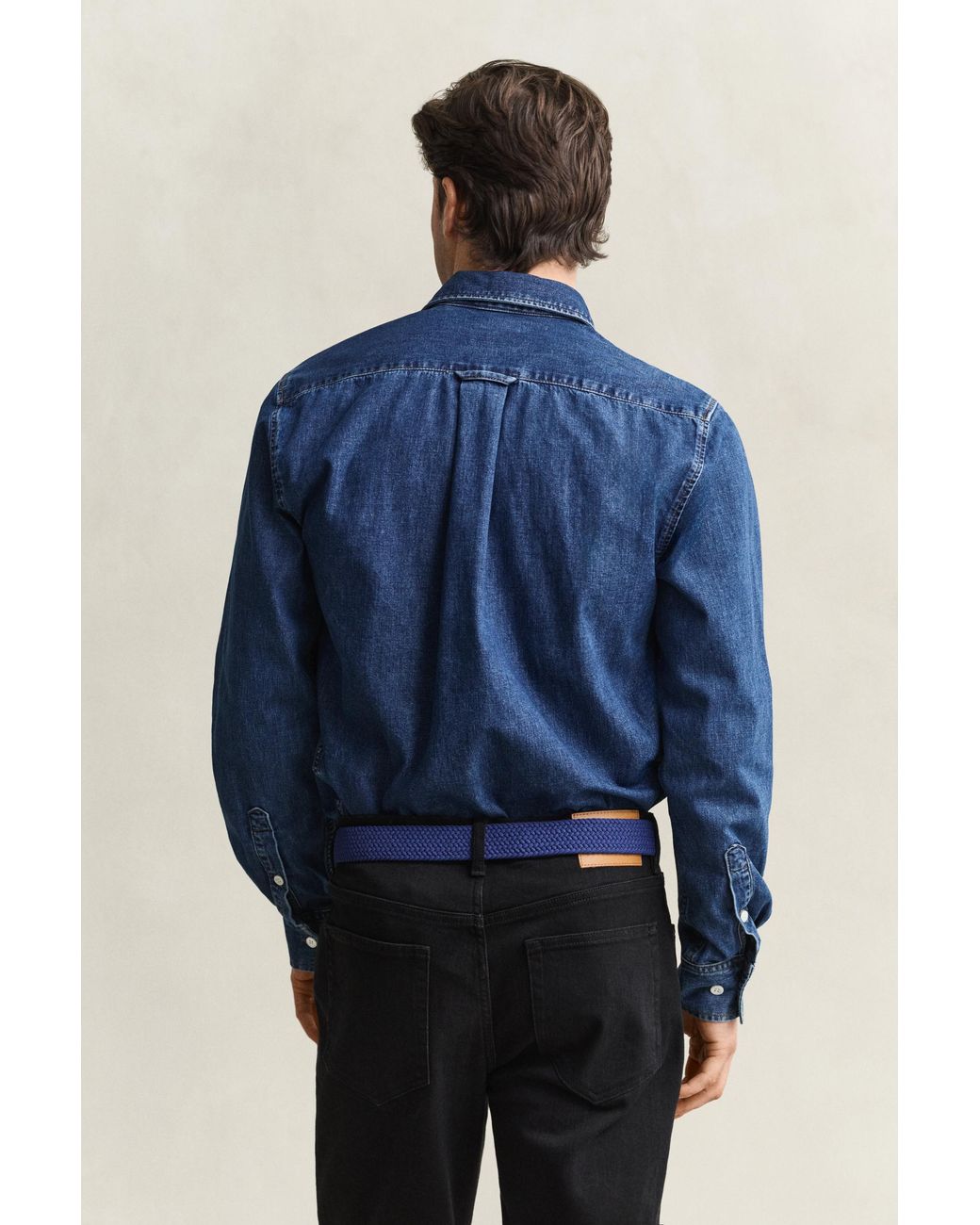 Gant Blue Denim Shirt Mid Worn In for men