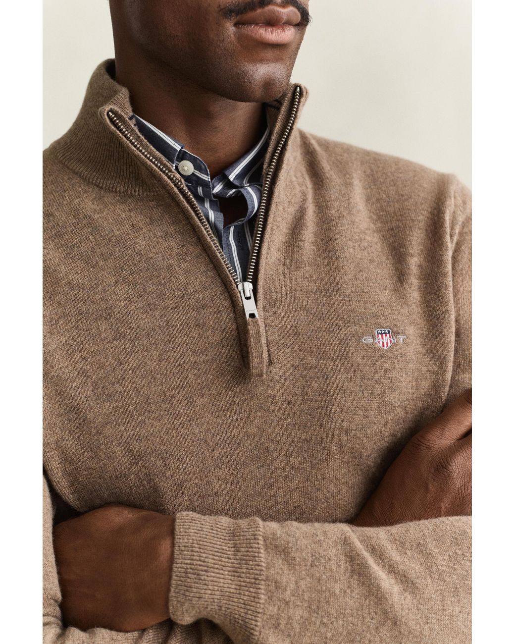 Gant Natural Lambswool Half-Zip Sweater Light Melange for men
