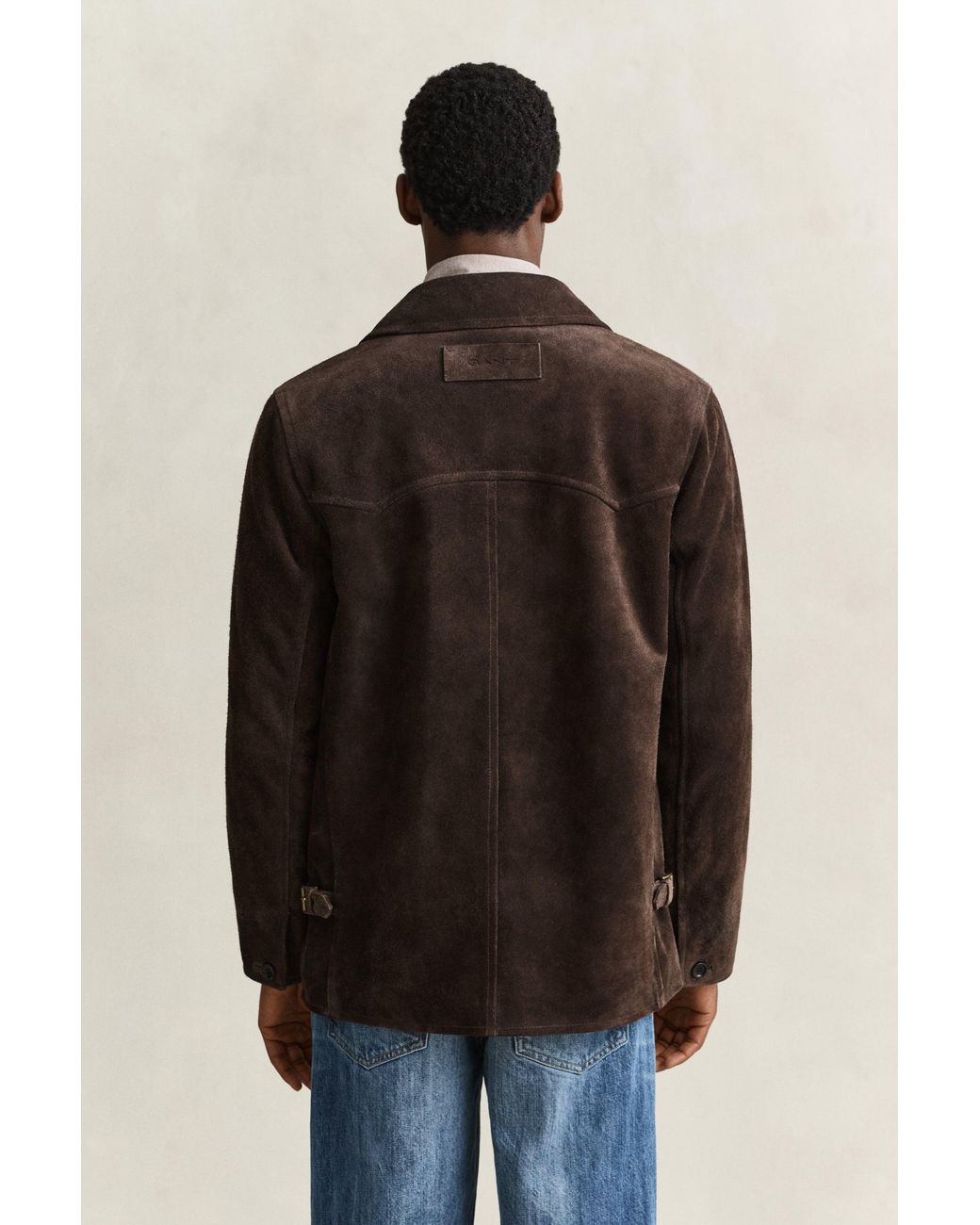 Gant Blue Suede Mid Length Jacket for men