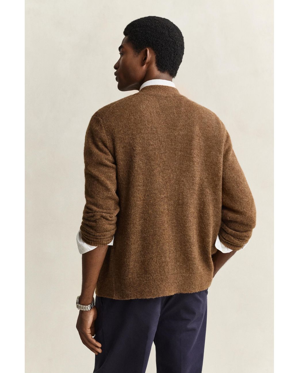 Gant Blue X Yale Brushed Wool Cardigan for men