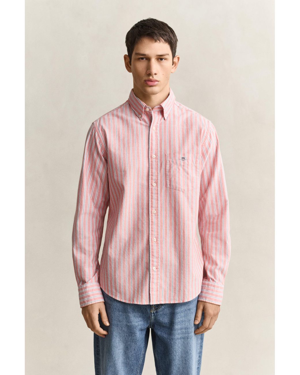 Gant Pink Striped Classic Oxford Shirt for men