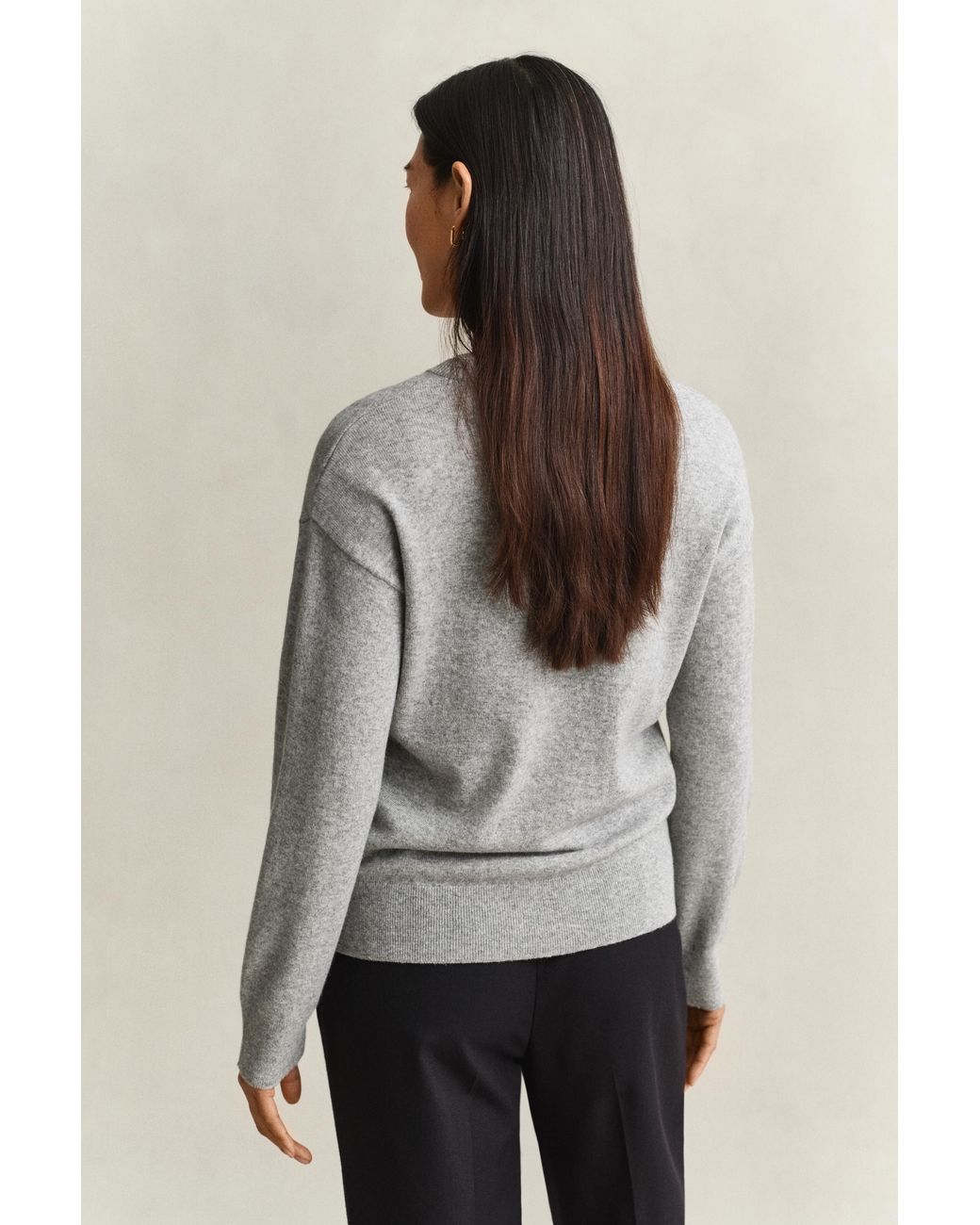 Gant Gray Superfine Lambswool Crew Neck Sweater Melange