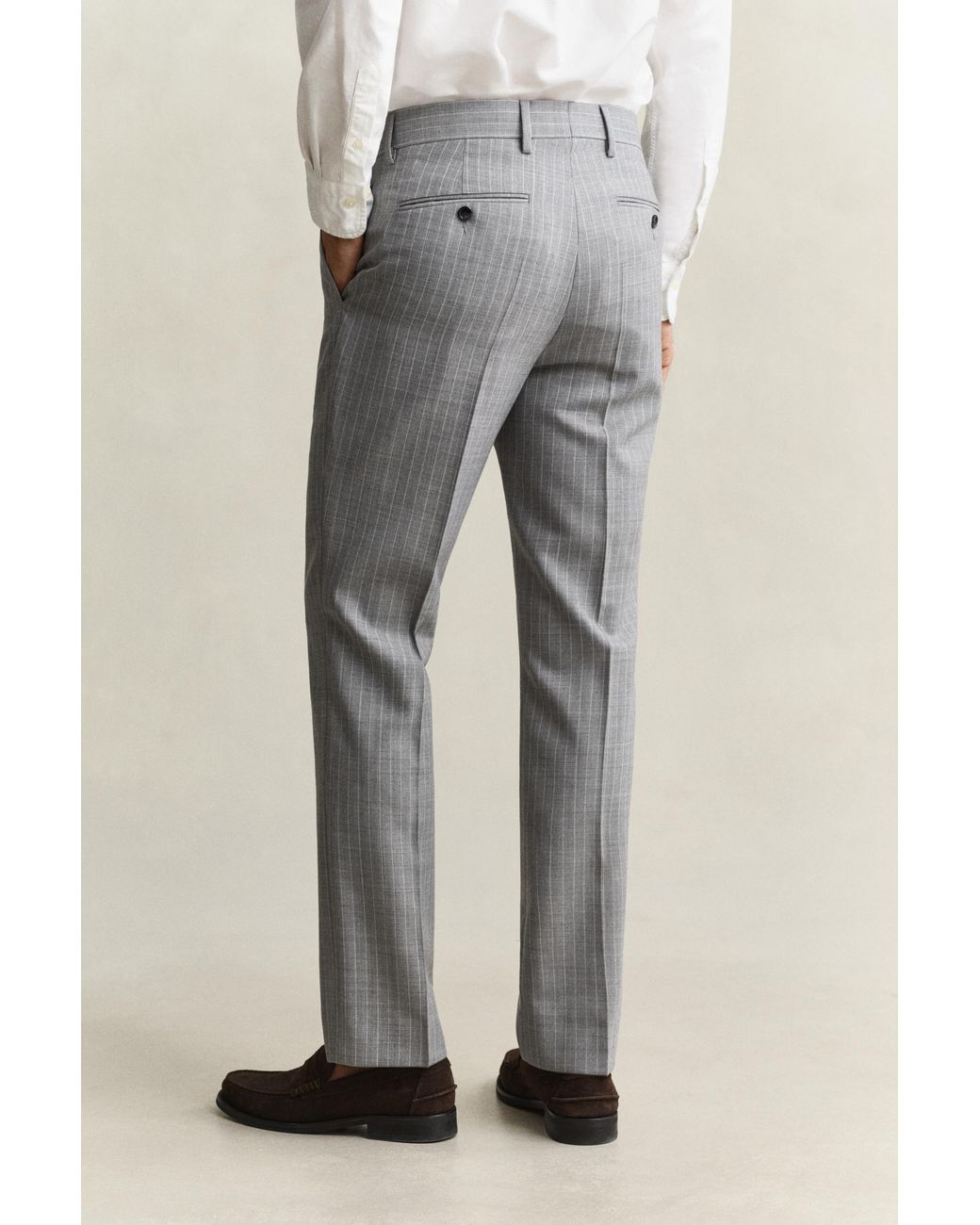 Gant Gray Pinstriped Suit Pants Melange for men