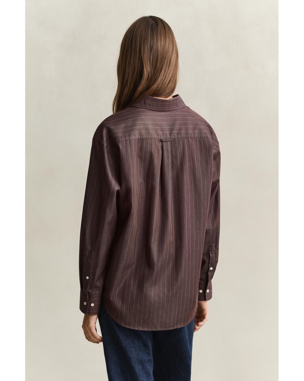Gant Brown Relaxed Striped Poplin Shirt Deep