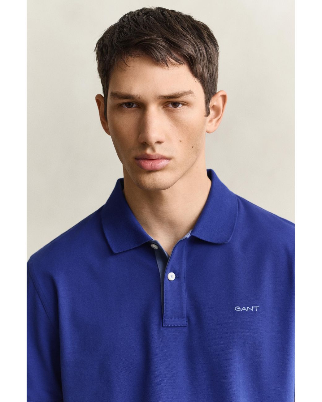 Gant Blue Contrast Piqué Polo Shirt for men