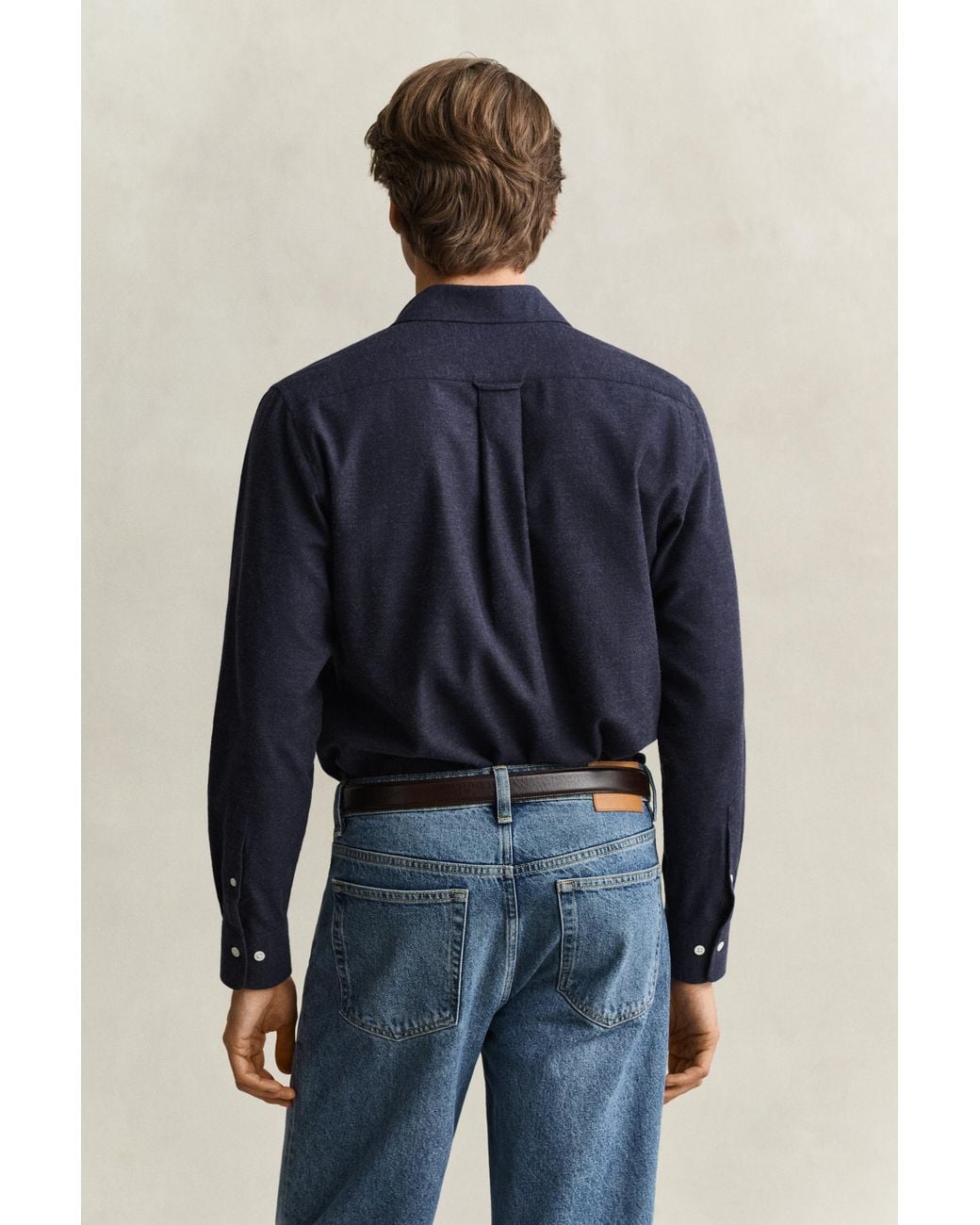 Gant Blue Flannel Mélange Shirt Dark Melange for men
