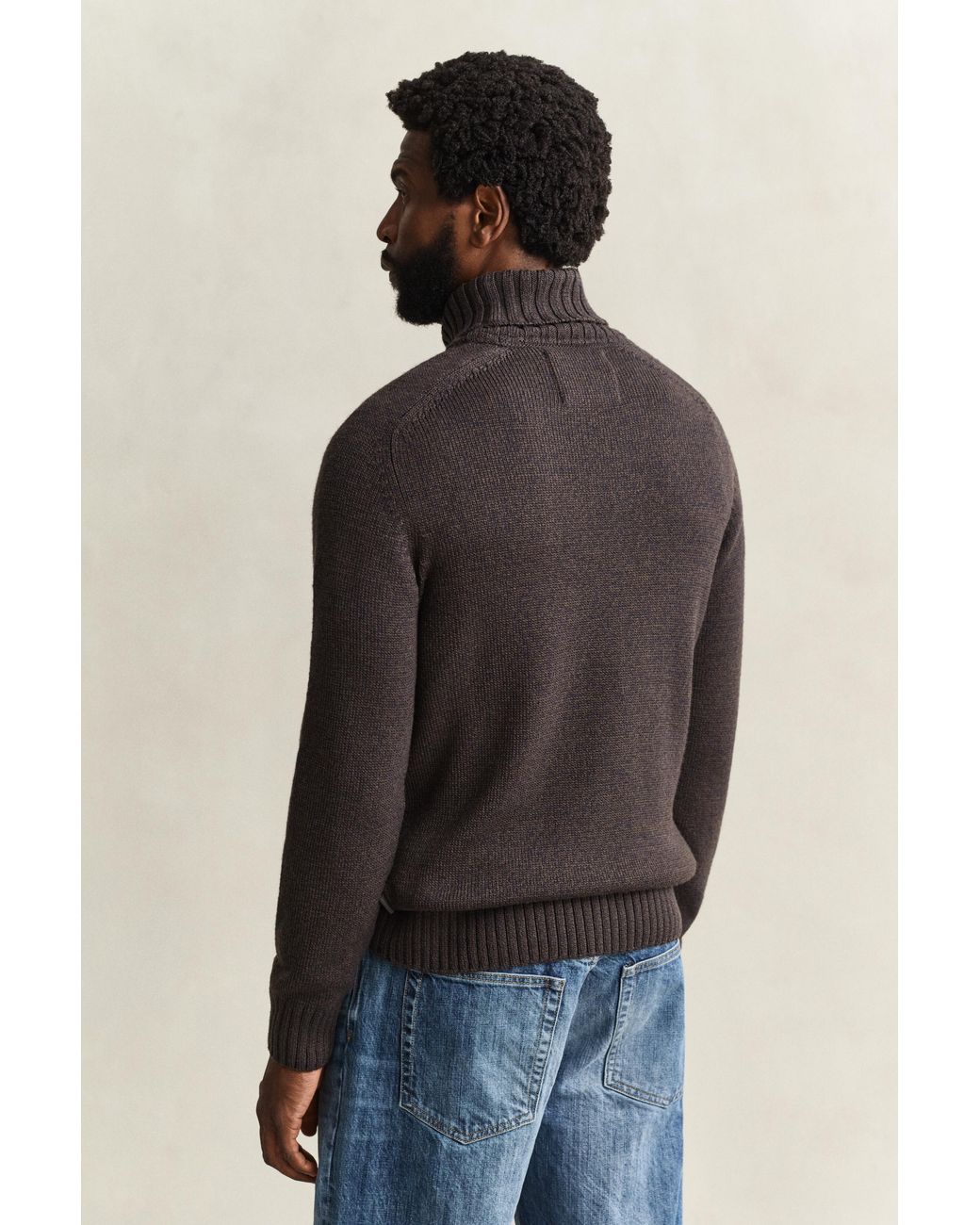 Gant Blue Wool Mouliné Blend Turtleneck Sweater Evening for men