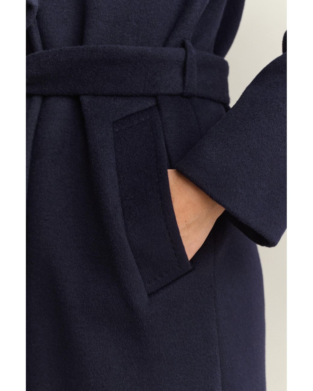 Gant Blue Belted Wool Blend Coat Evening