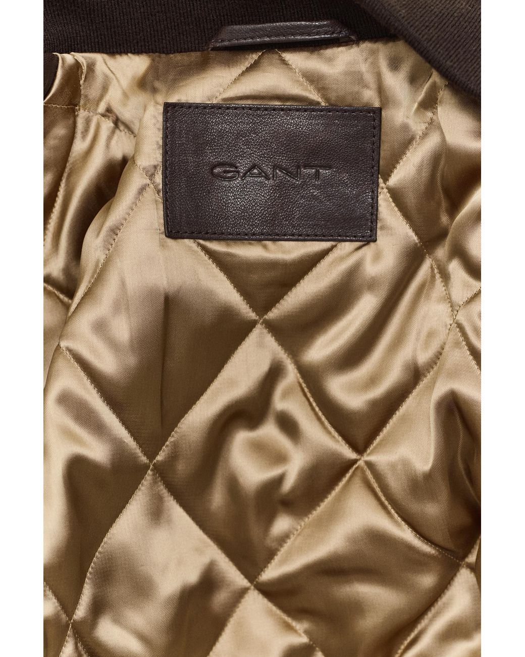 Gant Brown Leather Bomber Jacket Deep