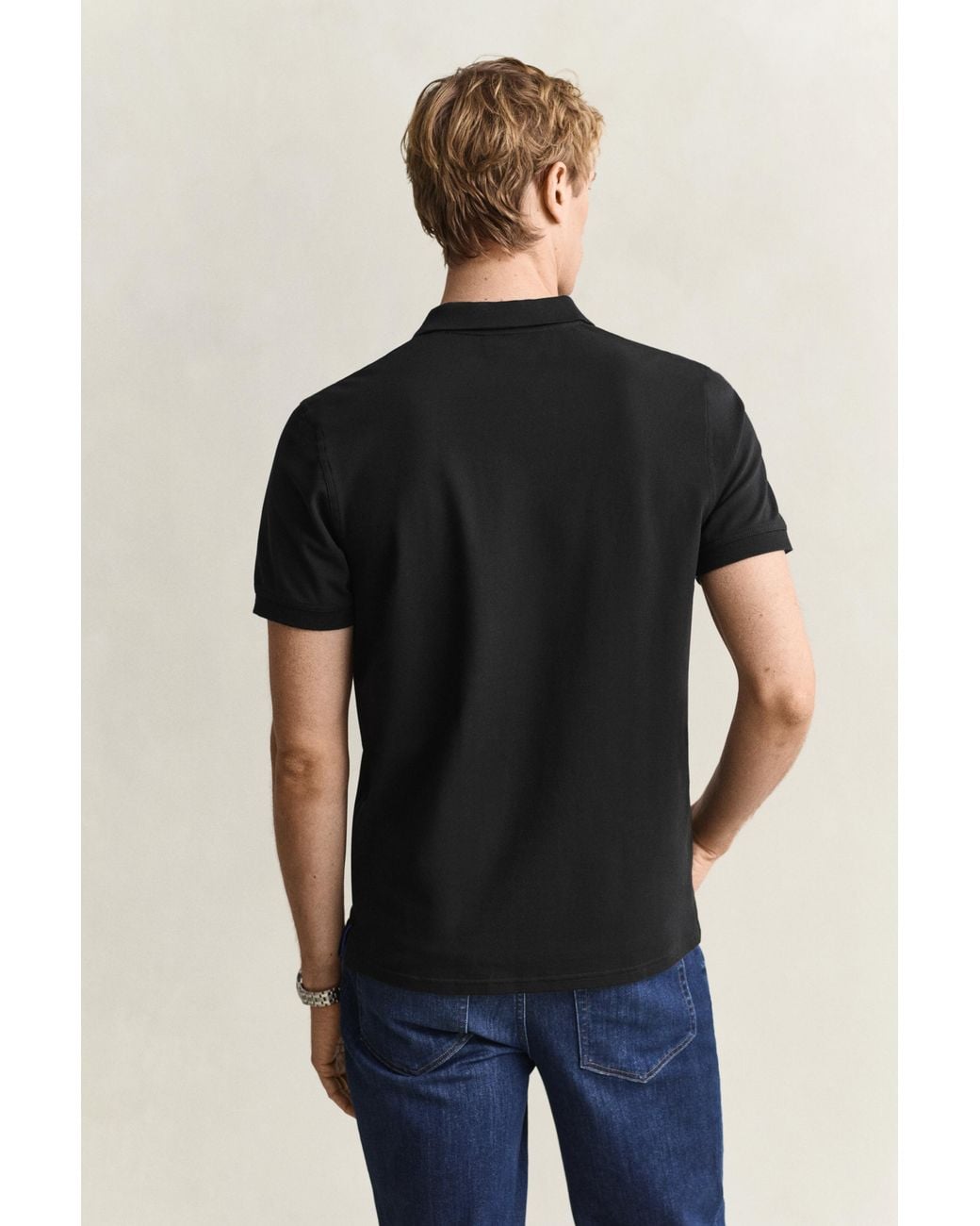 Gant Black Regular Fit Short Sleeve Contrast Pique Rugger Colour: 5 for men