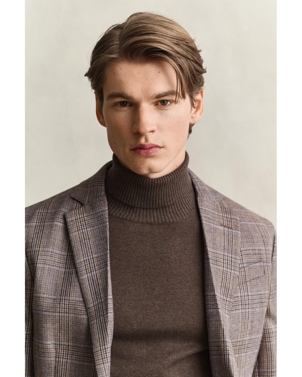 Gant Brown Checked Wool Suit Jacket Light Taupe for men