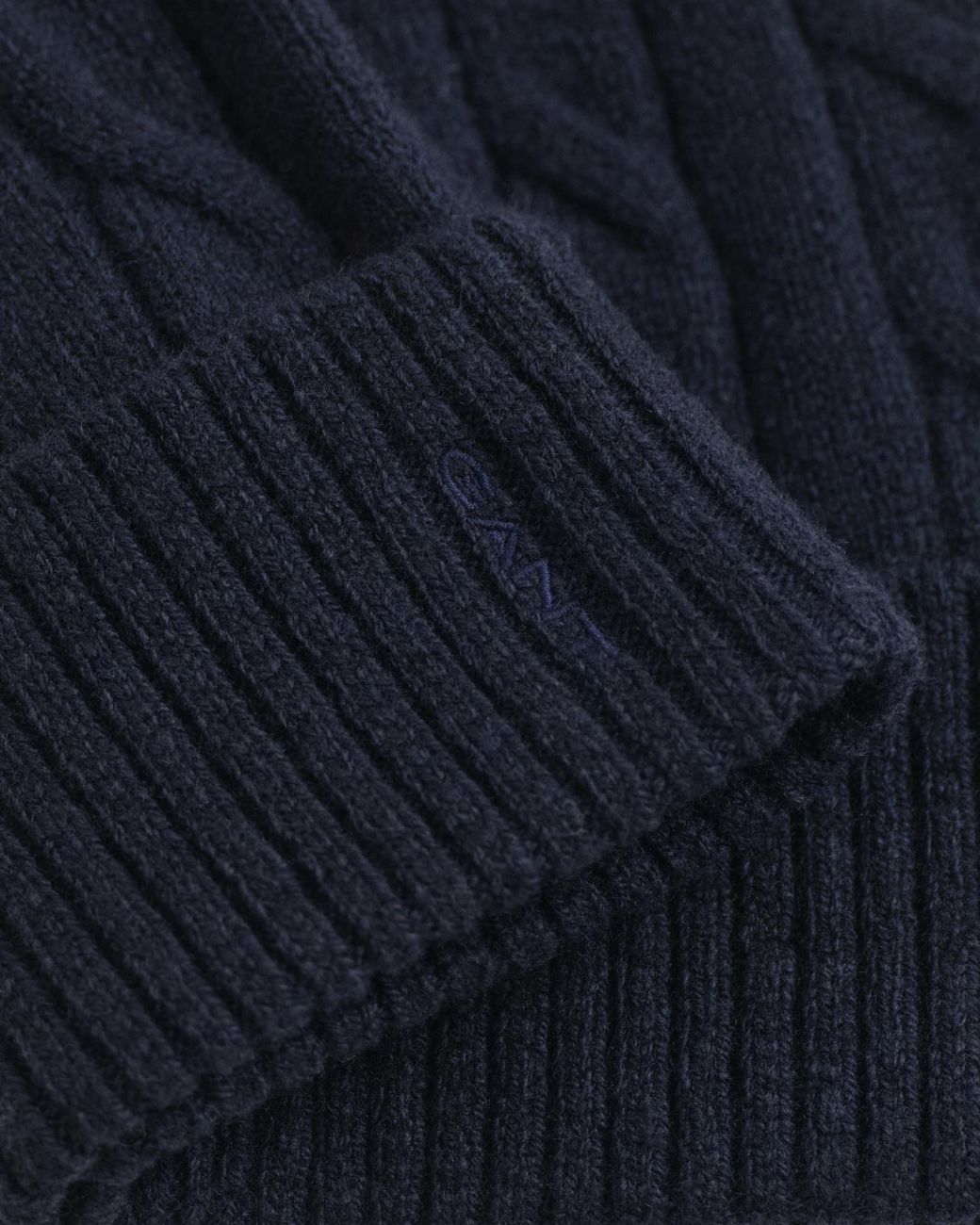 Gant Blue Cable Knit Wool Beanie