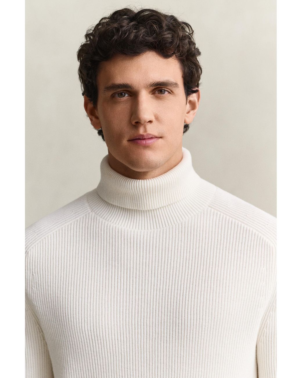 Gant Natural Cotton Merino Turtleneck Cream for men