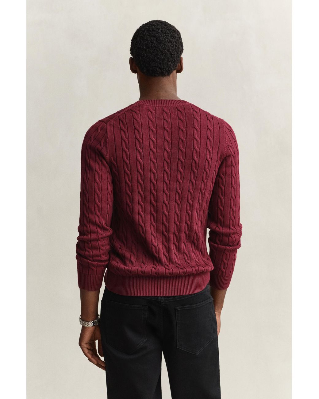 Gant Red Classic Cable Knit Sweater for men