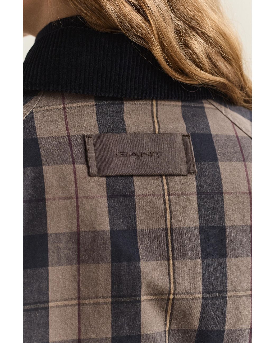 Gant Brown Check Waxed Jacket
