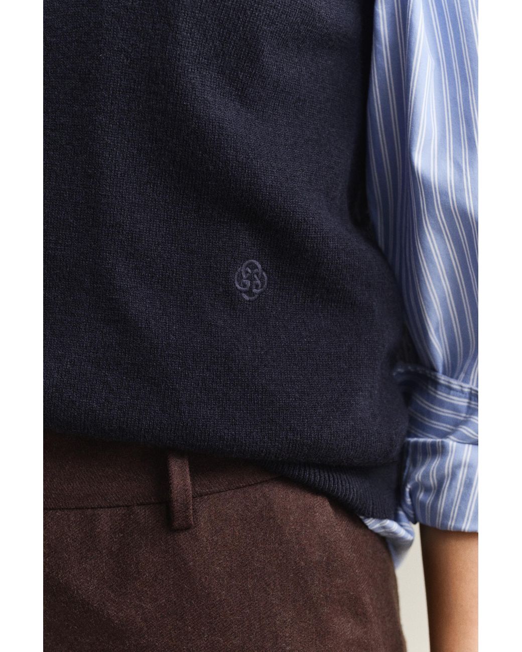 Gant Blue Knitted Wool Vest Evening