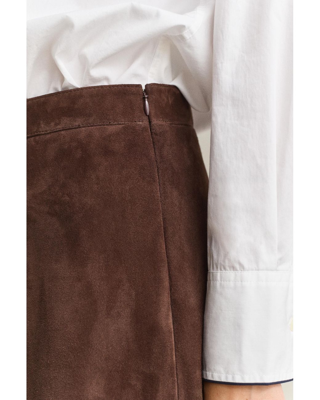 Gant Natural Flared Suede Skirt Deep