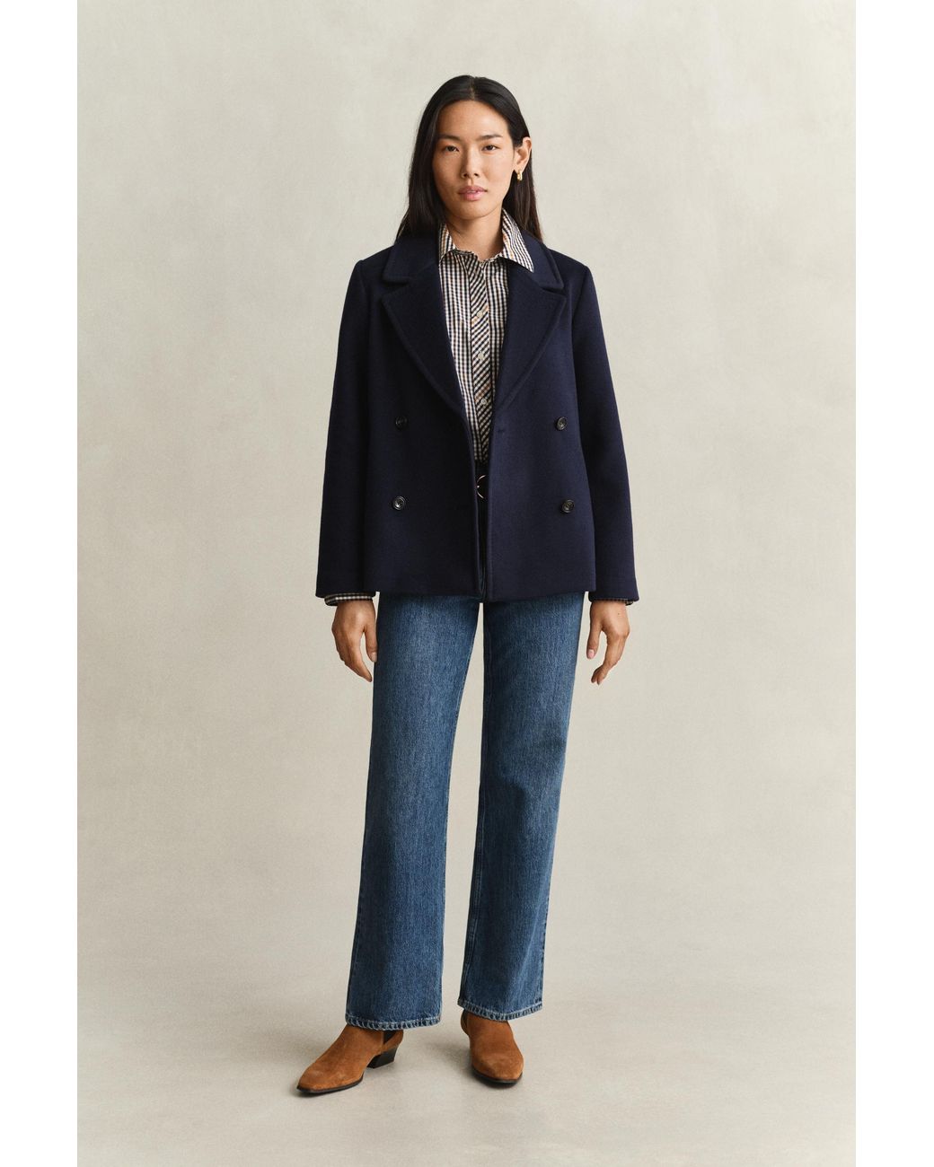 Gant Blue Wool Blend Peacoat Evening