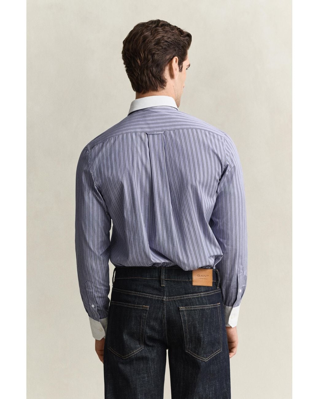 Gant Blue Fil-À-Fil Striped Shirt Persian for men