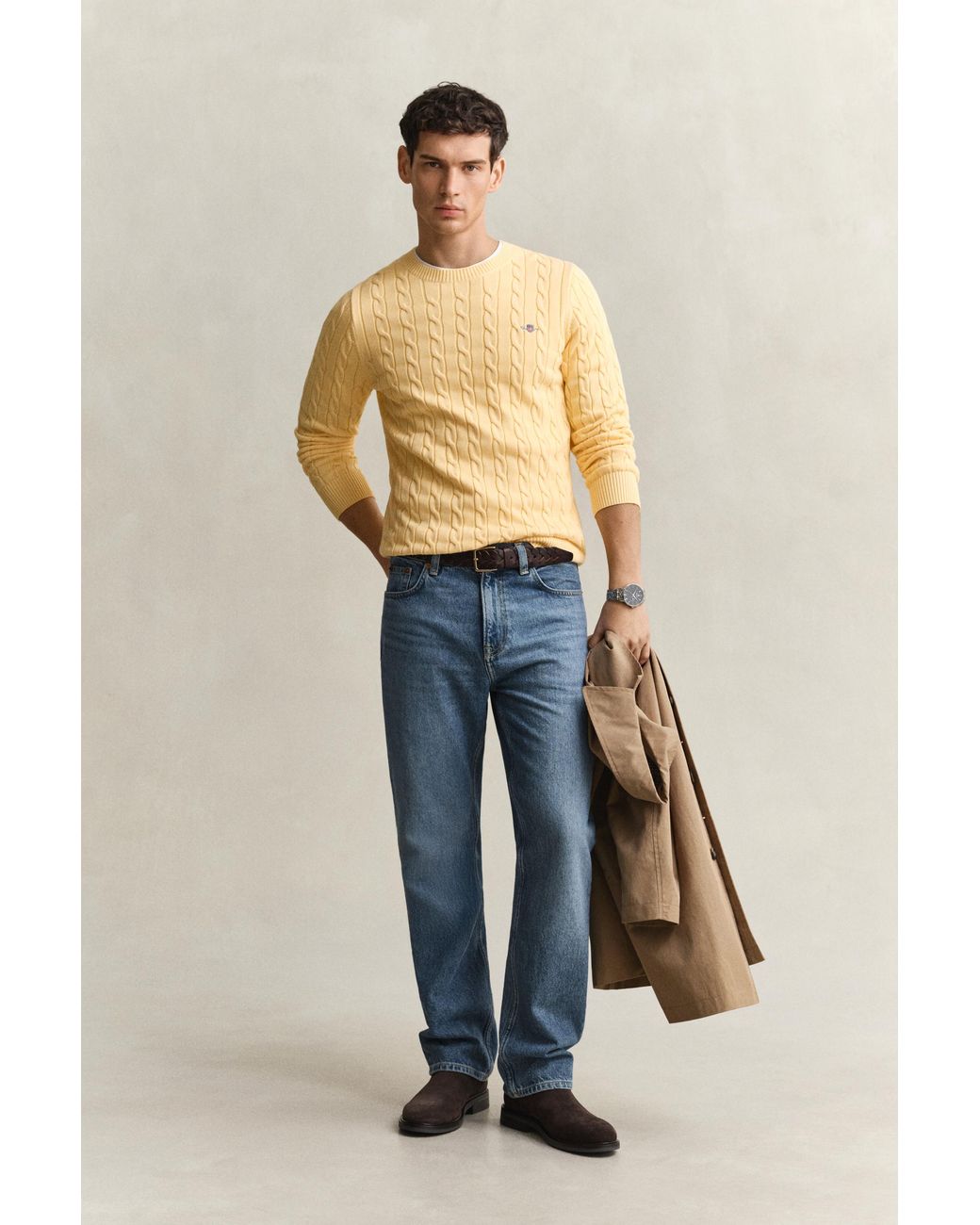 Gant Blue Classic Cable Knit Sweater for men