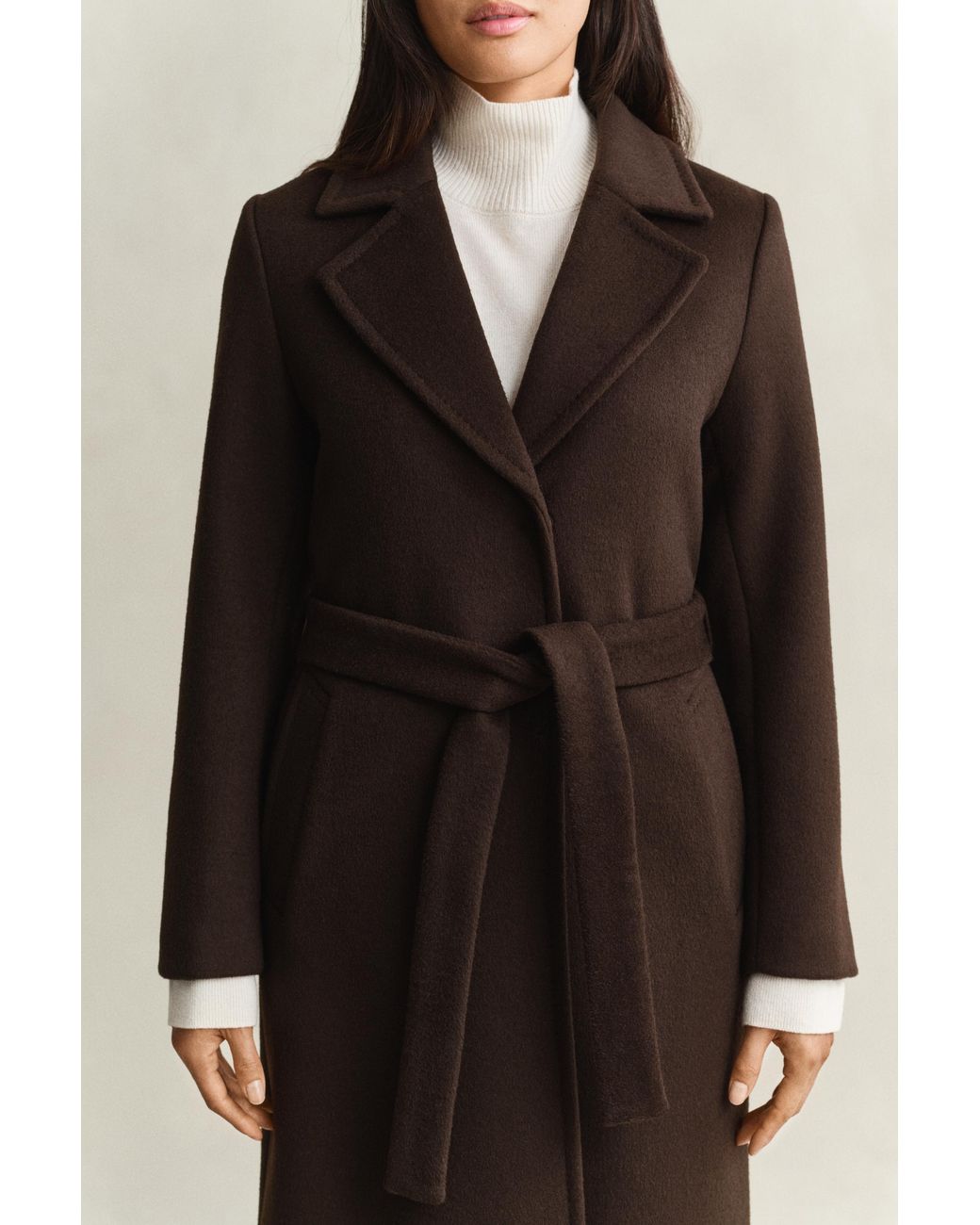 Gant Natural Belted Wool Blend Coat Deep