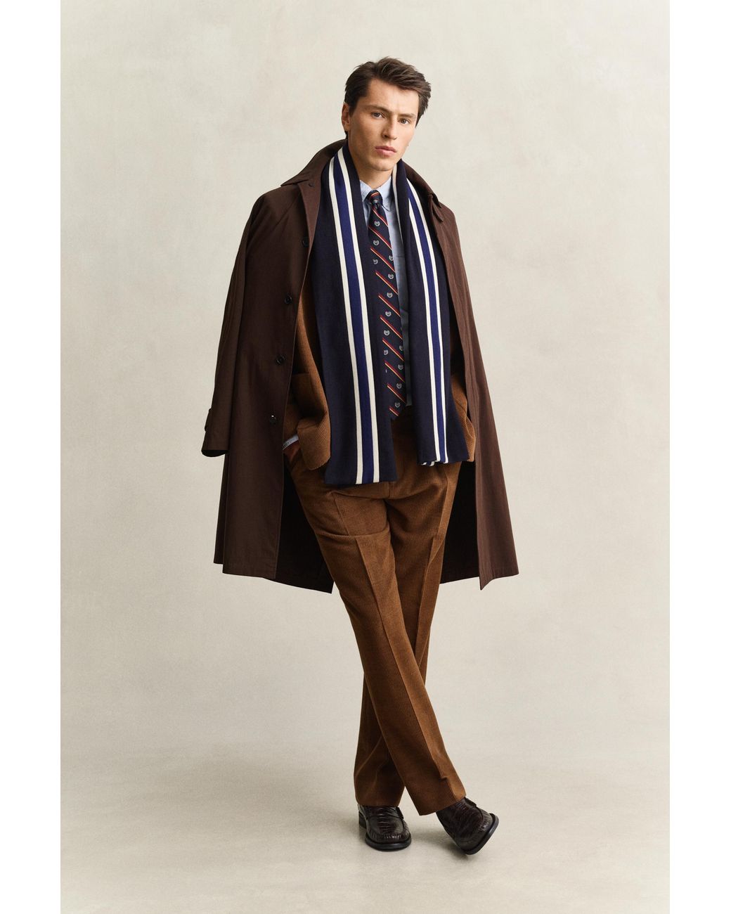 Gant Blue X Yale Striped Woven Scarf Marine for men