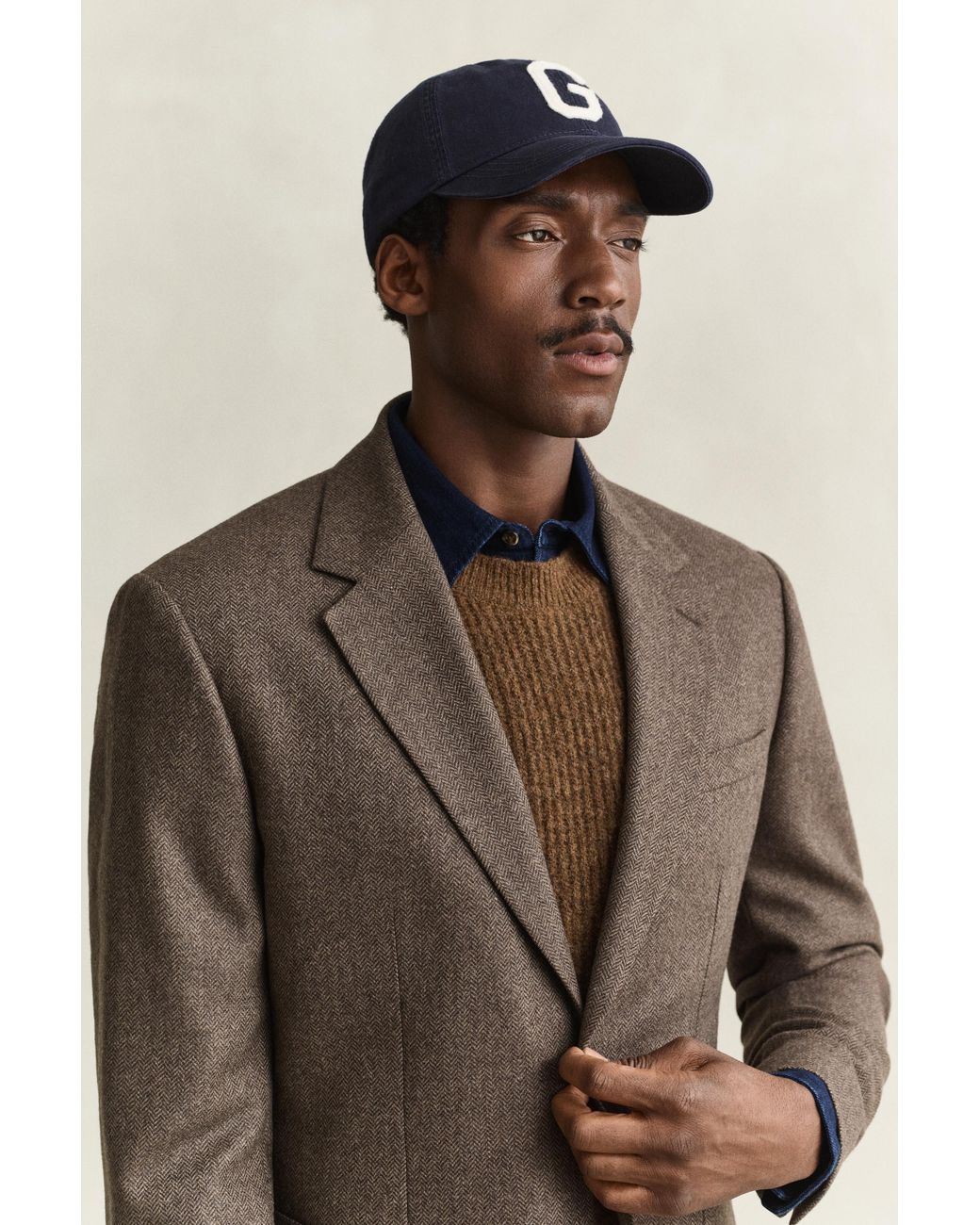Gant Brown Wool Herringbone Suit Jacket for men