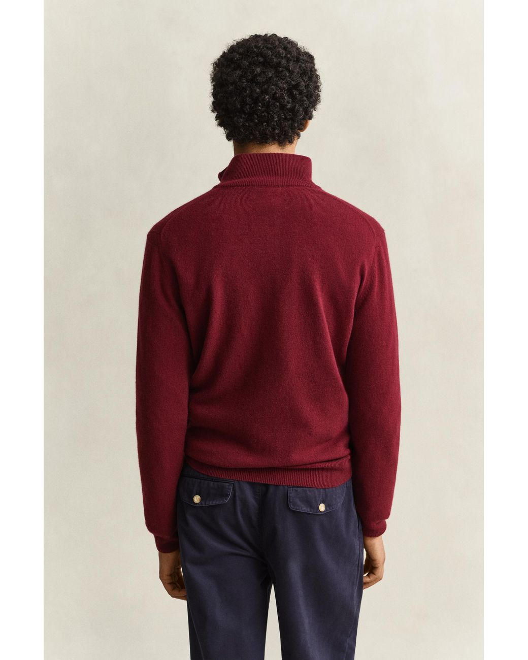 Gant Red Lambswool Half-Zip Sweater Plumped for men