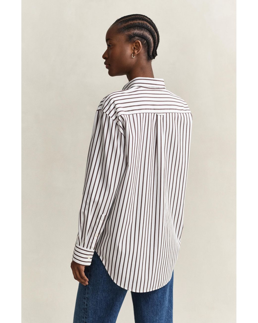 Gant White Relaxed Fit Classic Striped Poplin Shirt