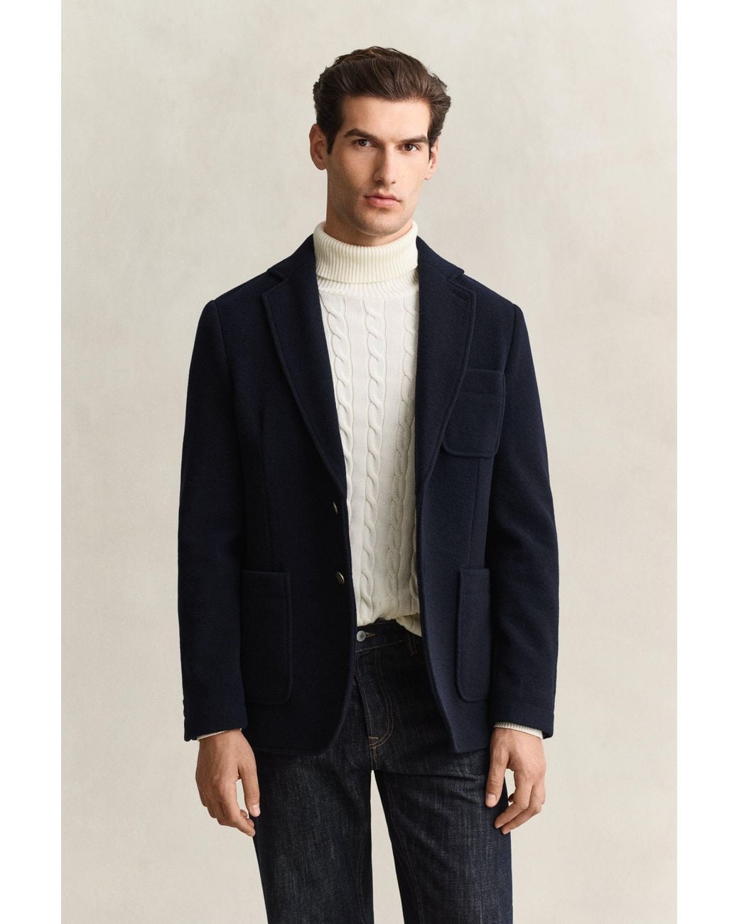 Gant Blue Felted Wool Club Blazer Evening for men