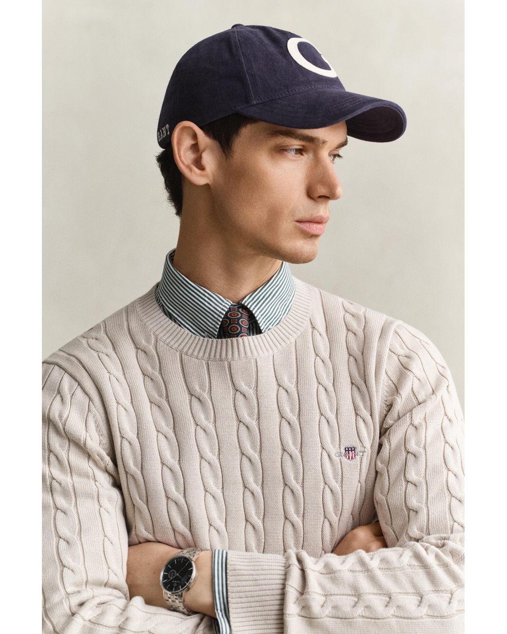 Gant Natural Classic Cable Knit Sweater for men