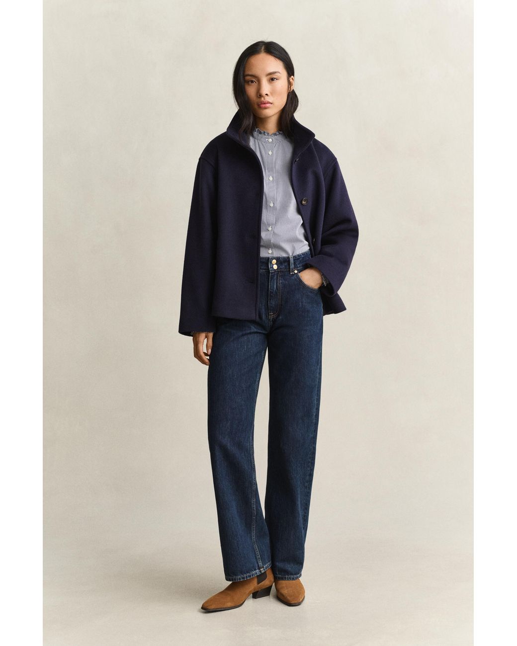 Gant Blue Frill Collar Blouse Classic