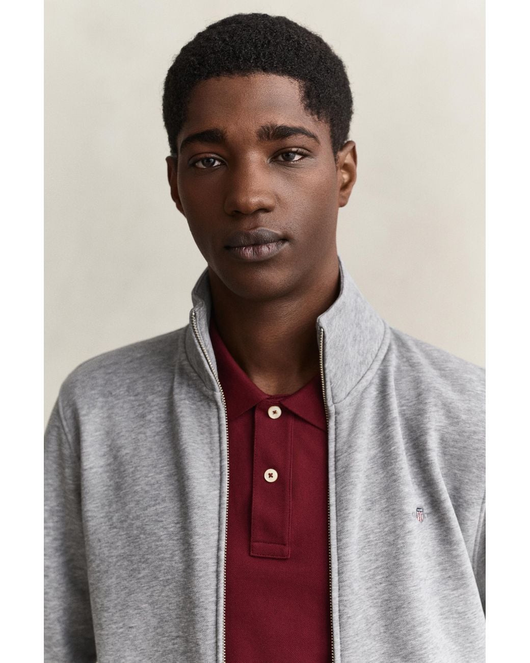 Gant Gray Shield Zip Sweatshirt Melange for men