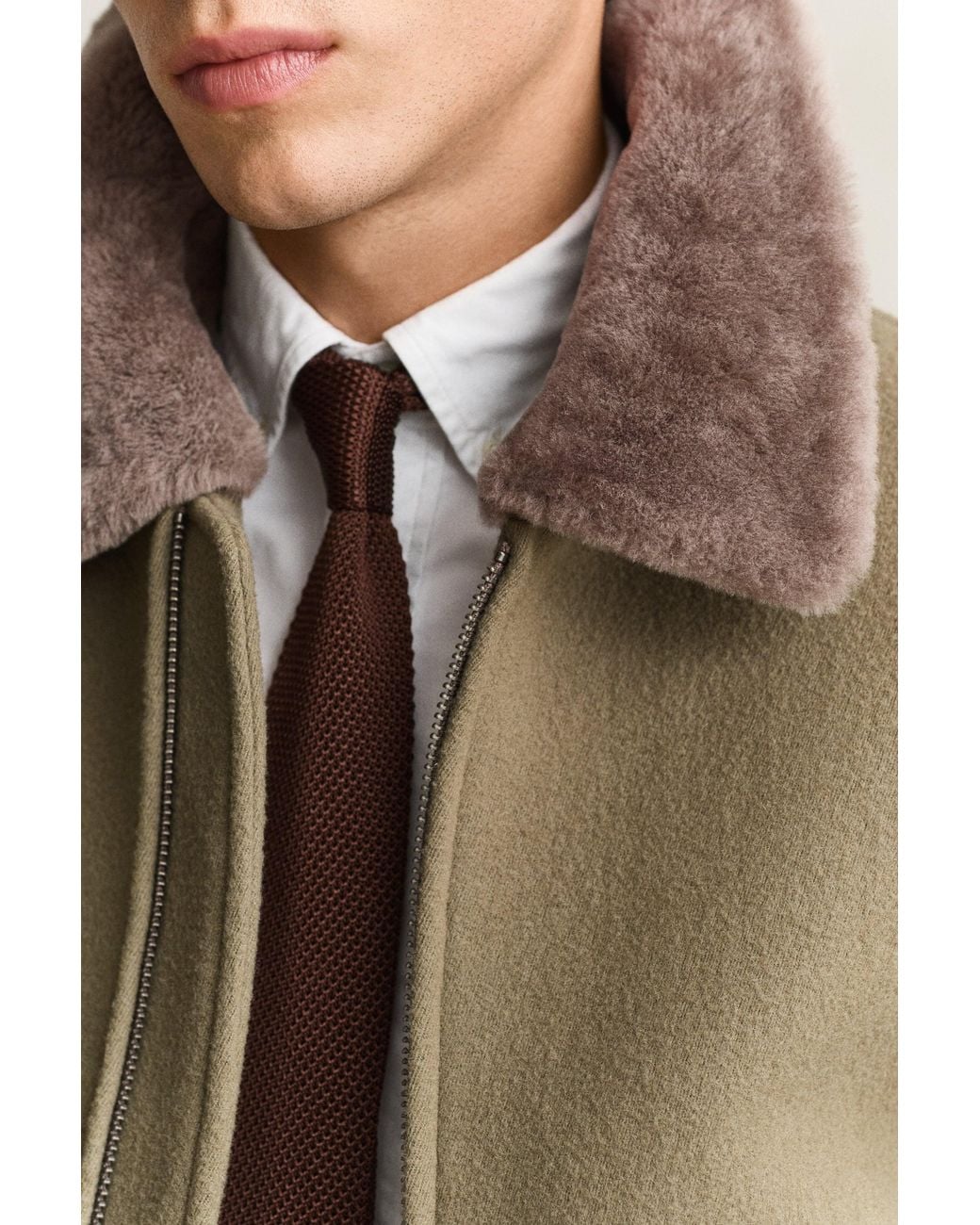 Gant Natural Wool Shearling Aviator Jacket for men
