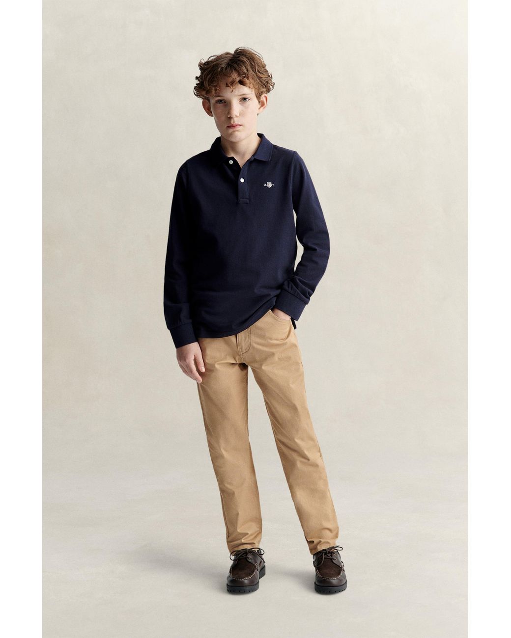 Gant Blue Teens Teen Boys Shield Long Sleeve Polo Shirt Evening for men