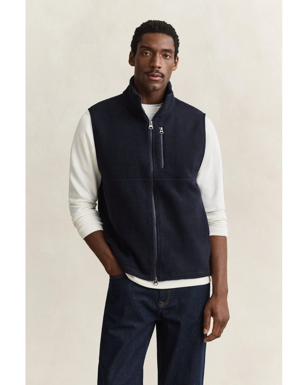Gant Blue Fleece Vest Evening for men