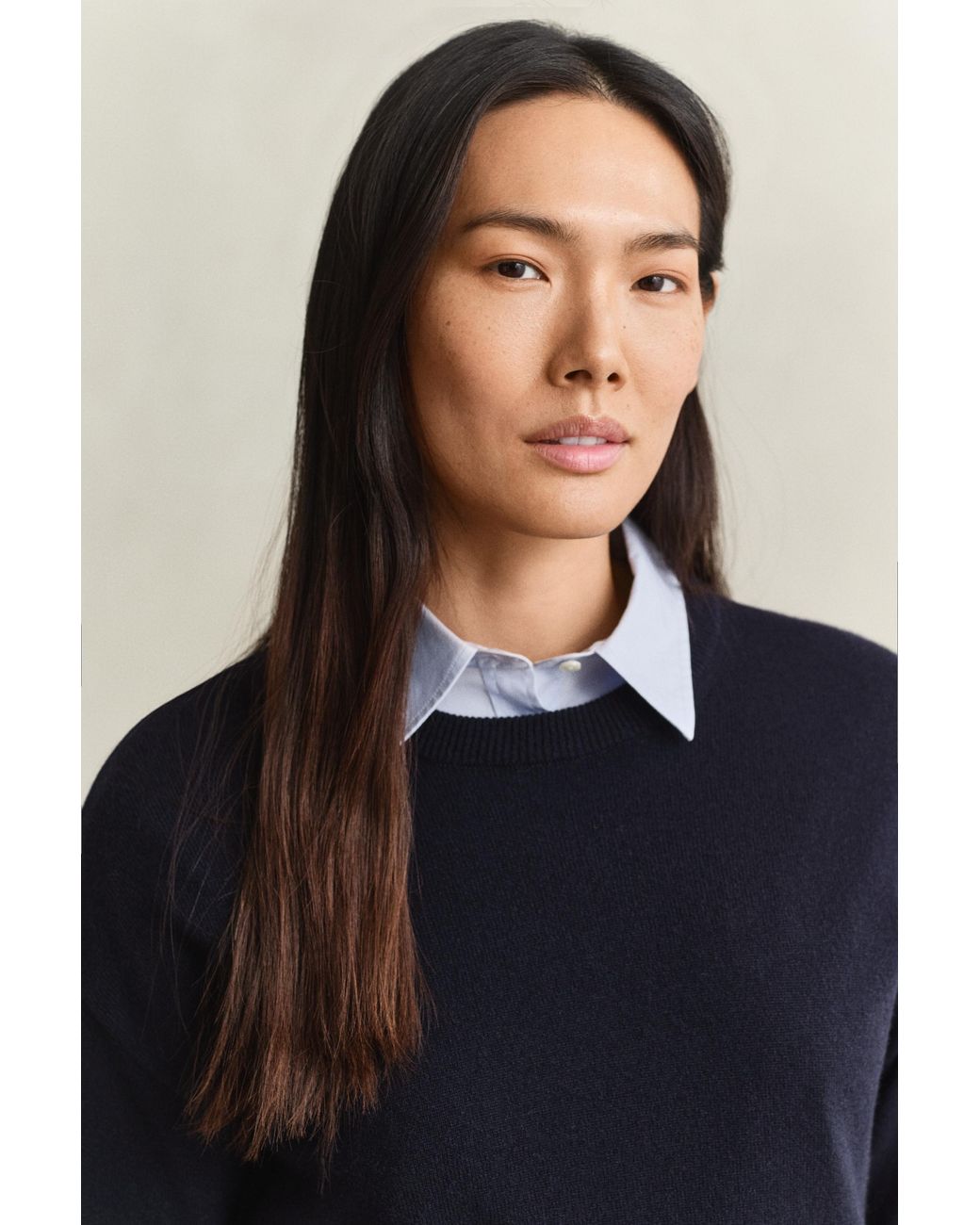 Gant Blue Superfine Lambswool Crew Neck Sweater Evening