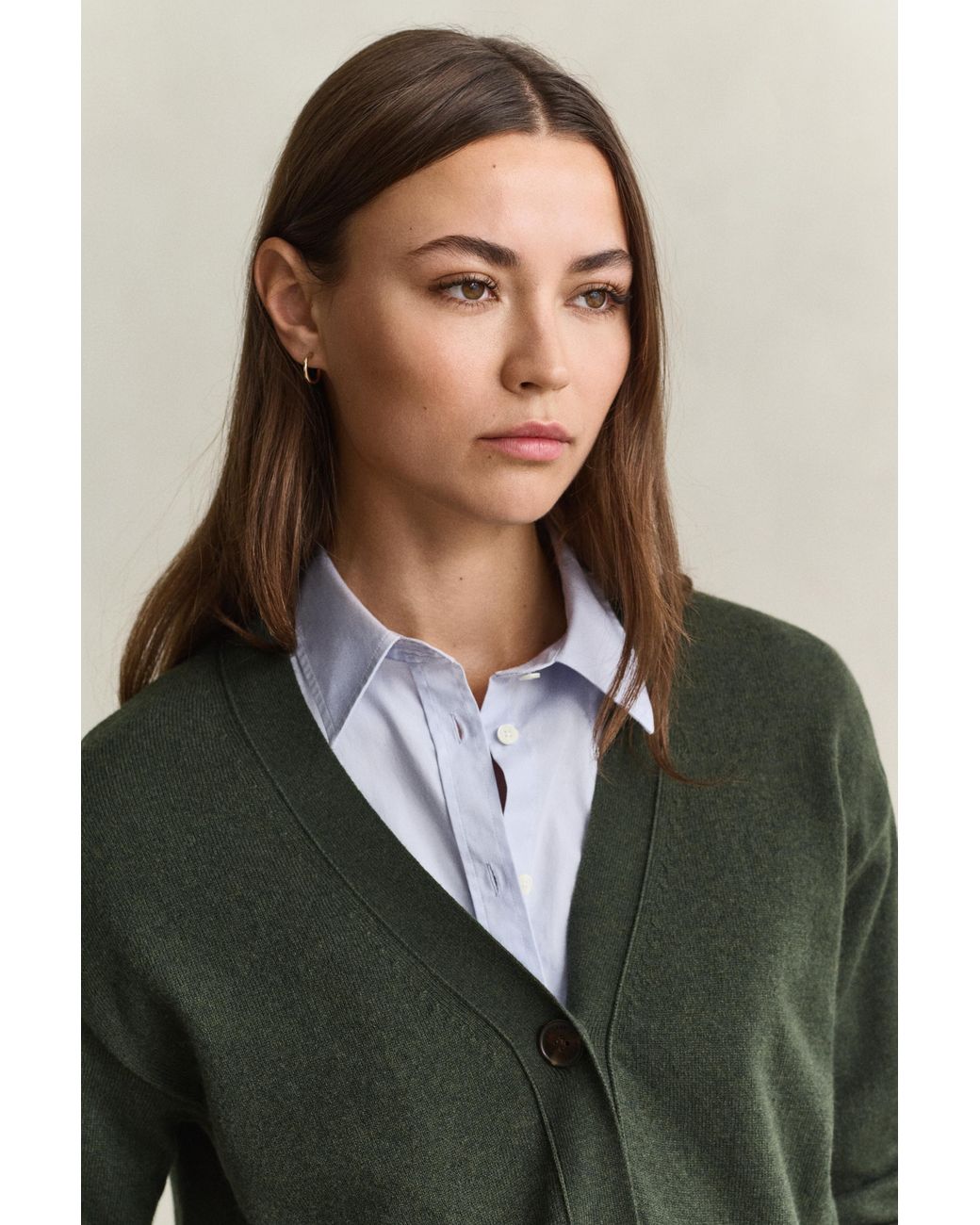 Gant Green Superfine Lambswool Cardigan