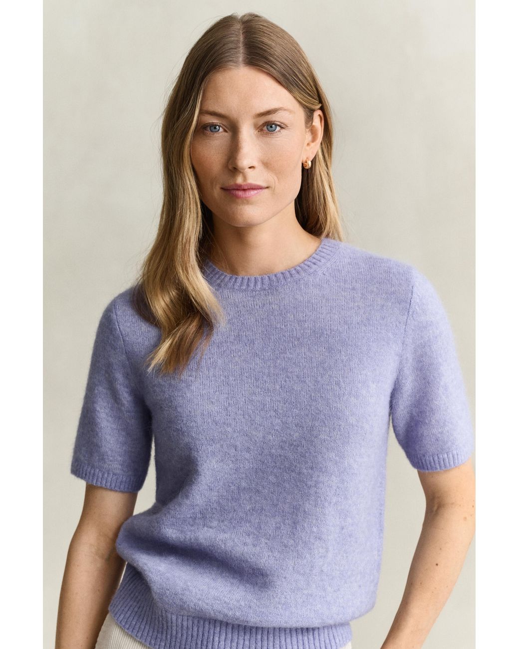 Gant Blue Alpaca Wool Blend Short Sleeve Sweater